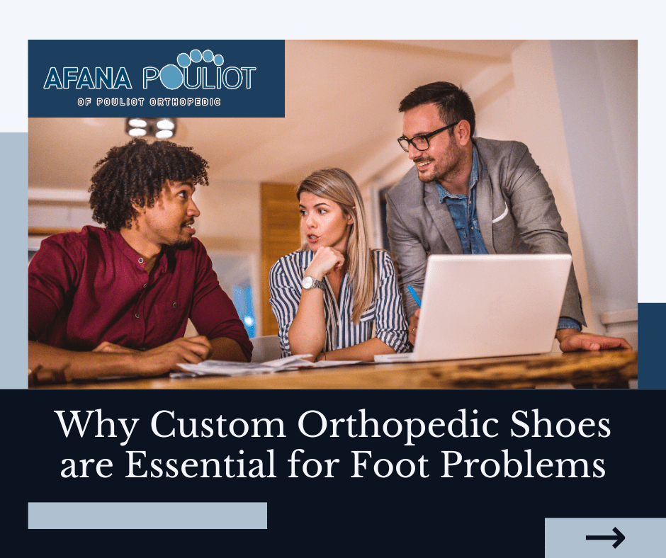 Different types of orthopedic shoes offering support for conditions like flat feet and plantar fasciitis.